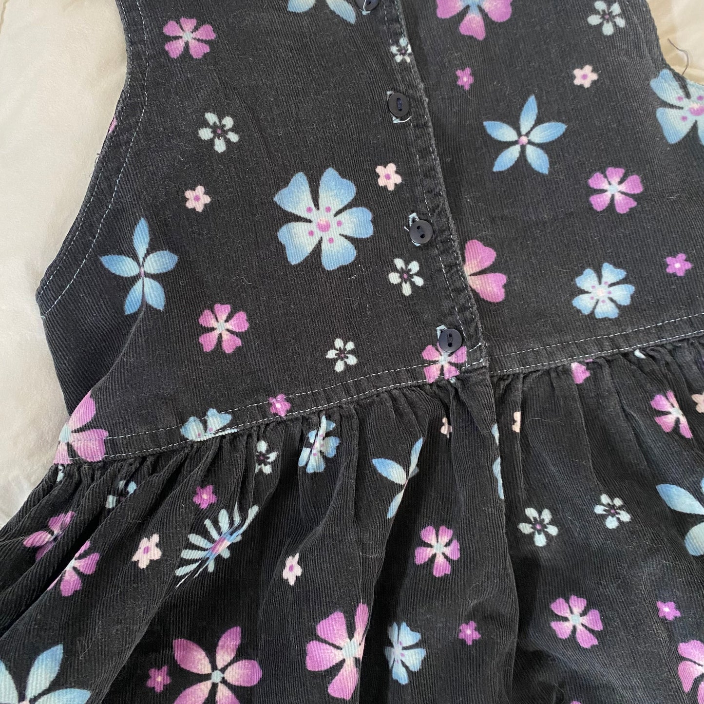 Pumpkin Patch Black Floral Corduroy Dress - Size 6