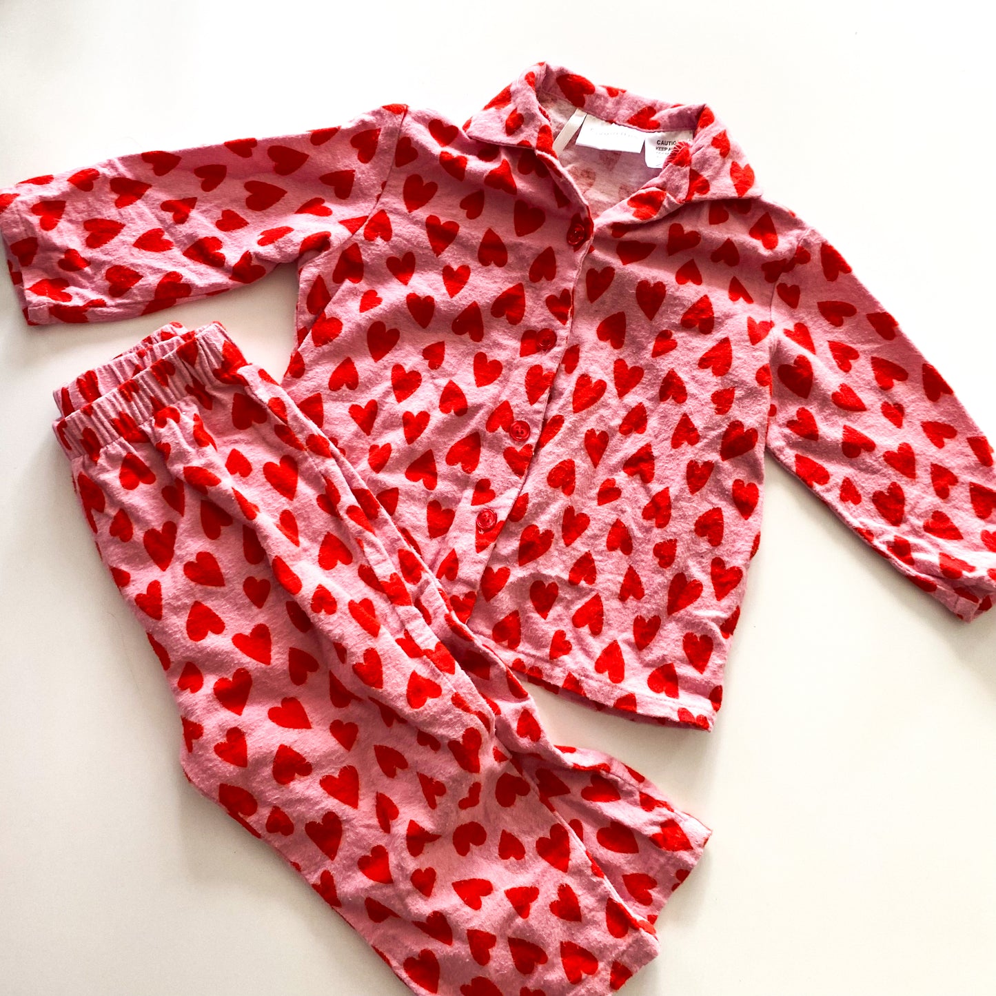 Flannelette Heart Pyjamas - Size 2