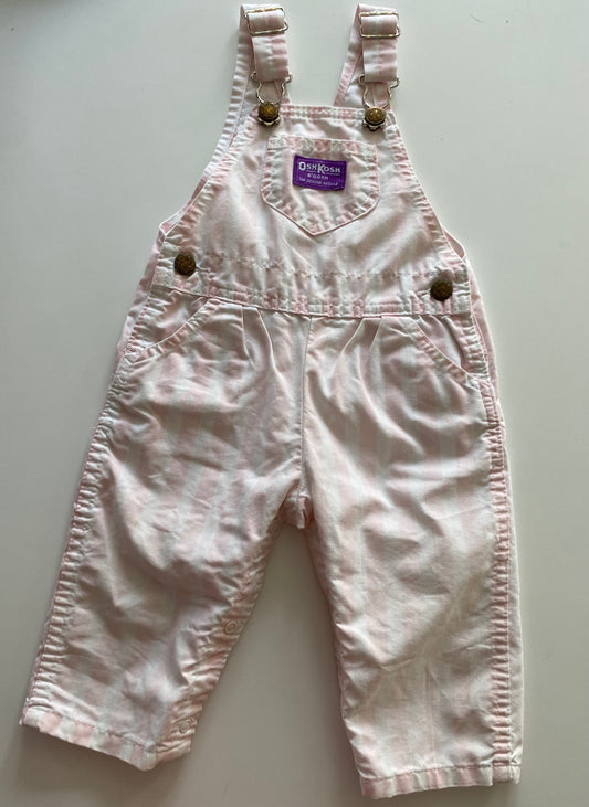 Vintage Pink Stripe Oshkosh Overalls - Size 18M