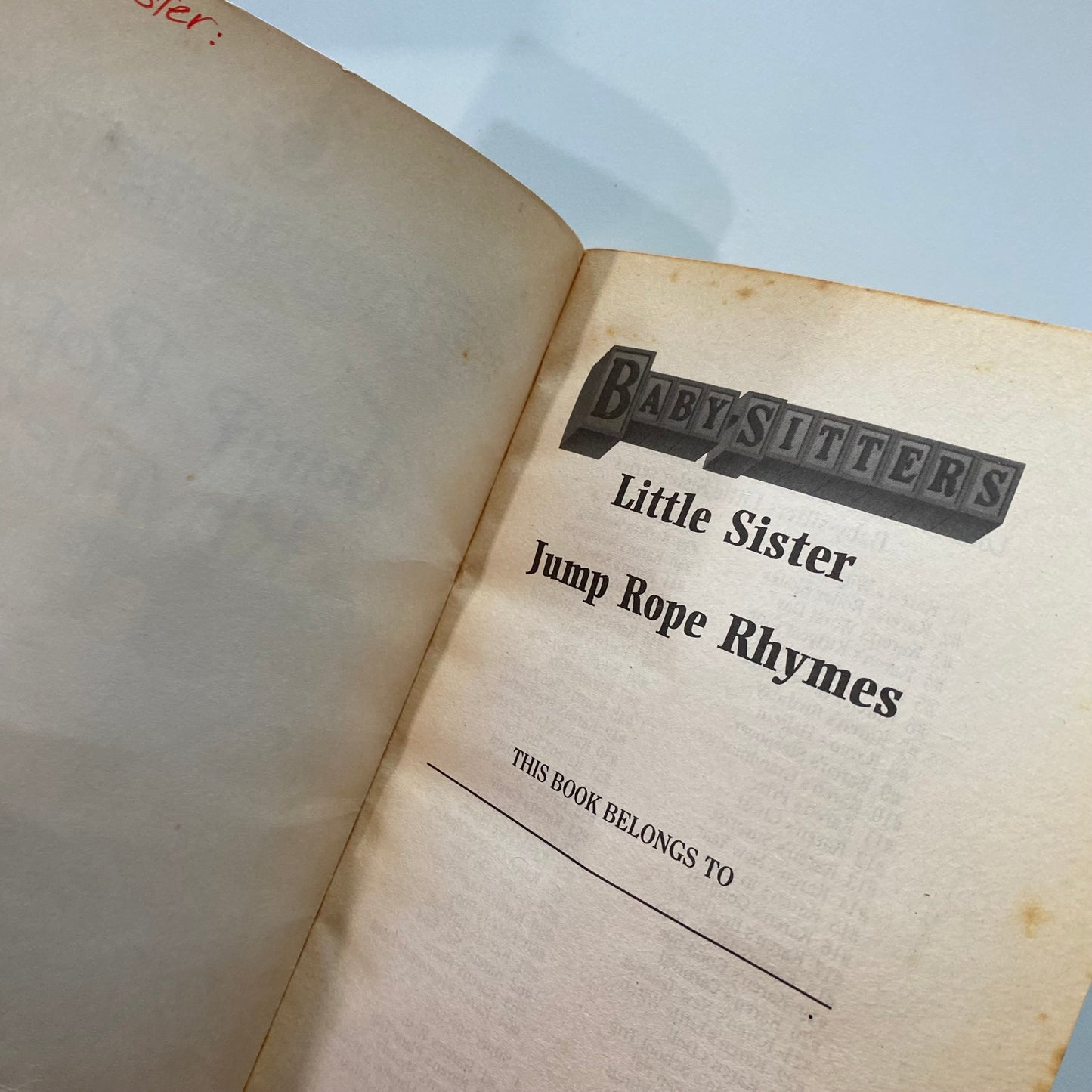 The Babysitters Club Jump Rope Rhymes Chapter Book
