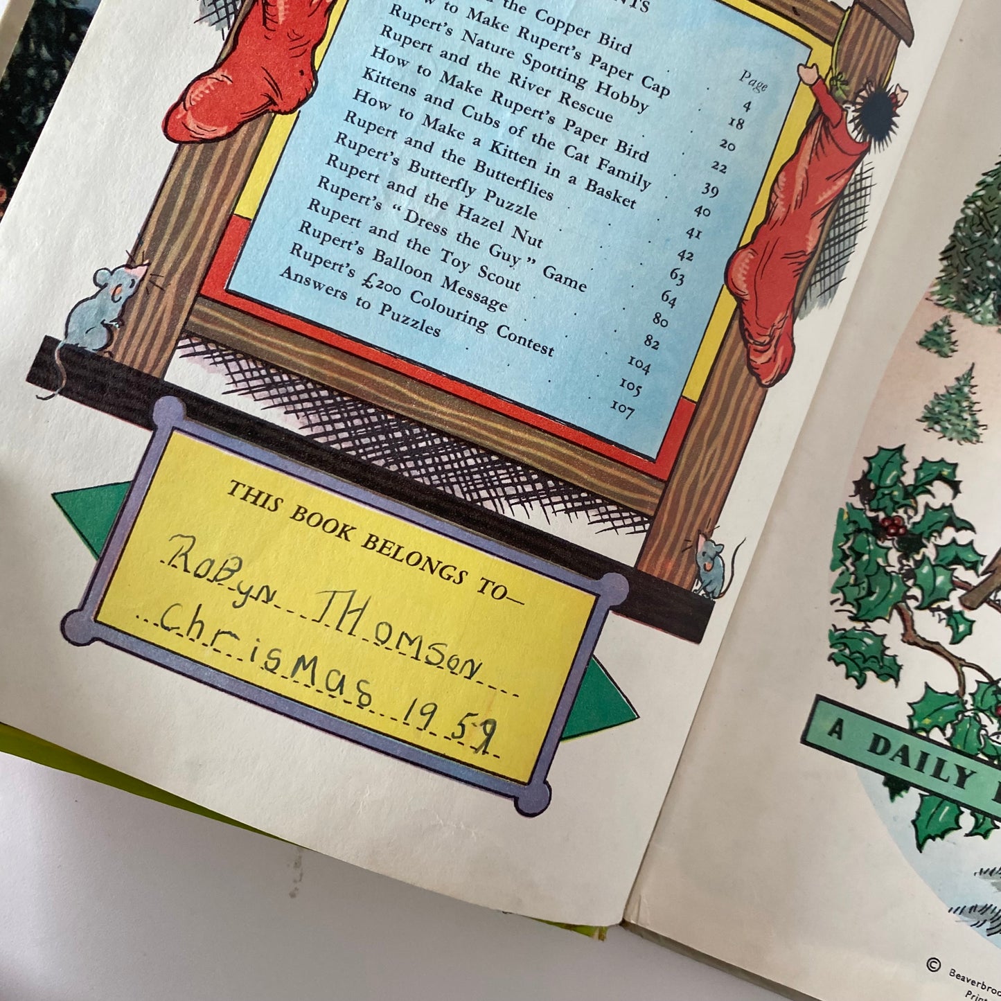 Vintage 1959 Rupert Bear Annual Book