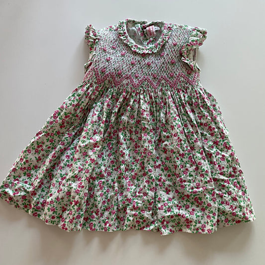 Vintage Floral Smocked Dress - Size 1