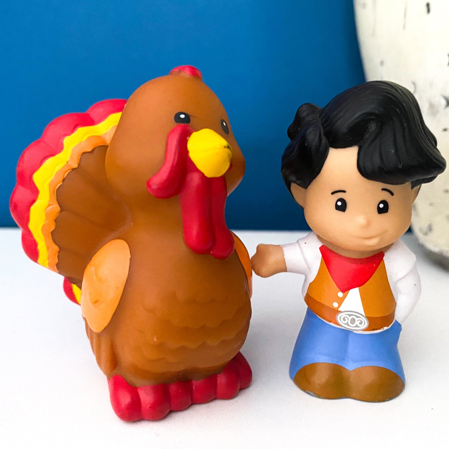 Fisher Price Little People Turkey & Cow Boy Figures