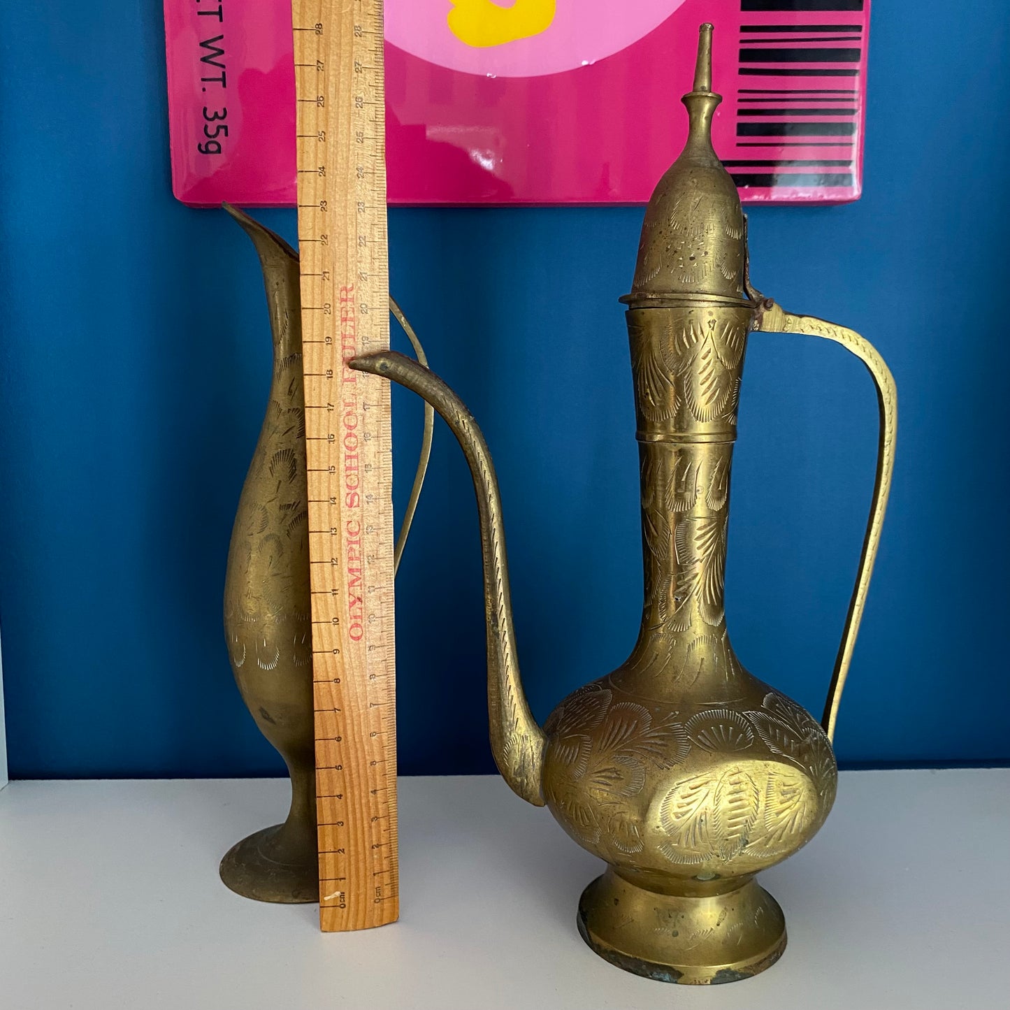 Vintage Hand-Etched Brass Pitcher Bundle