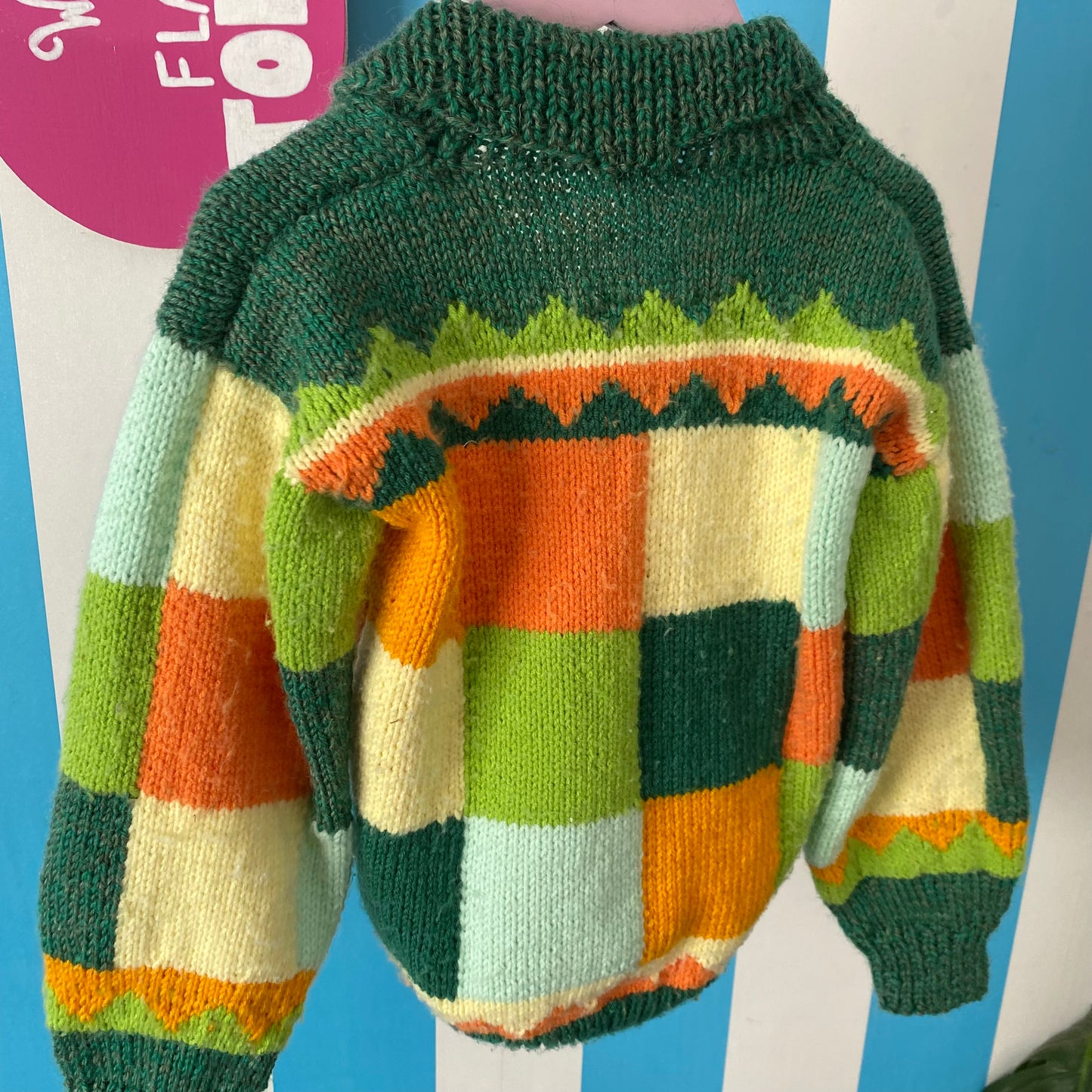 Handmade Knit Zip-Up Cardigan - Size 4-5Y
