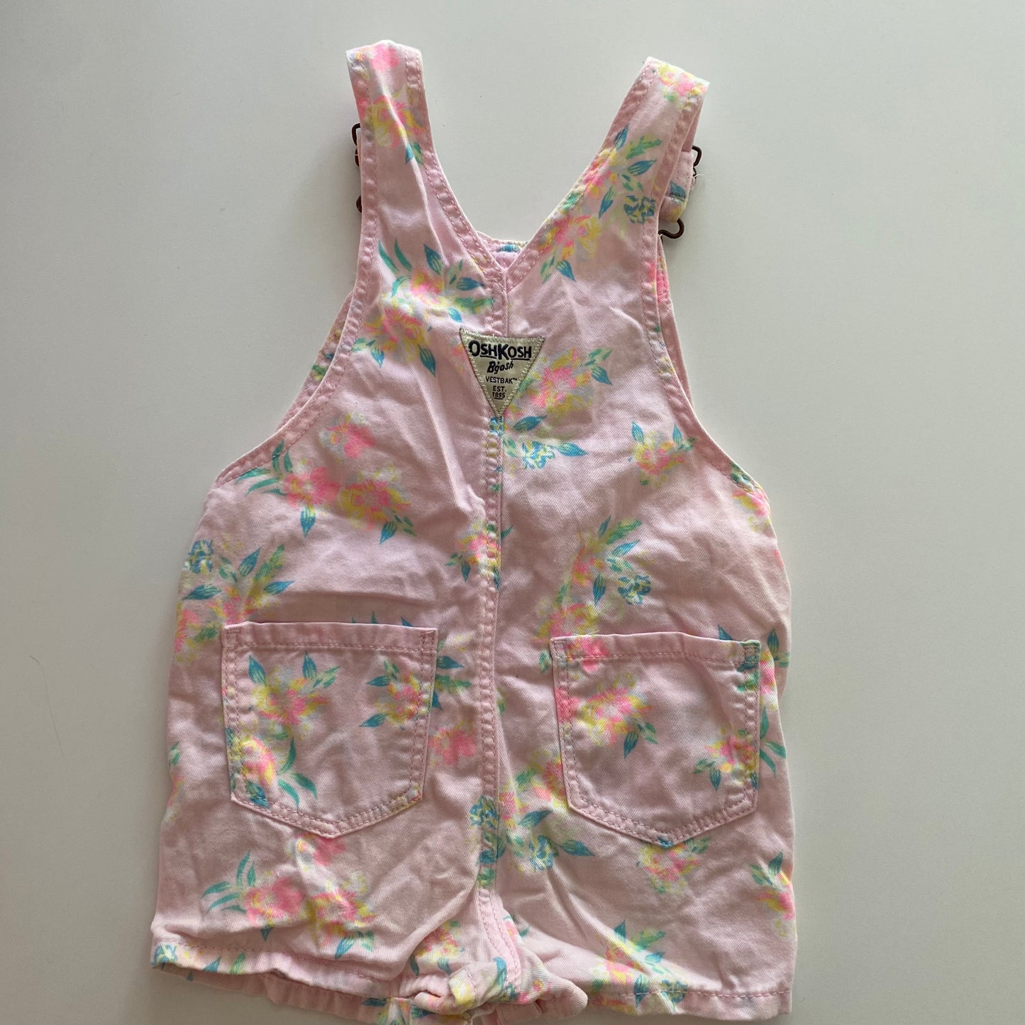 Oshkosh Pink Floral Shortalls - Size 24M
