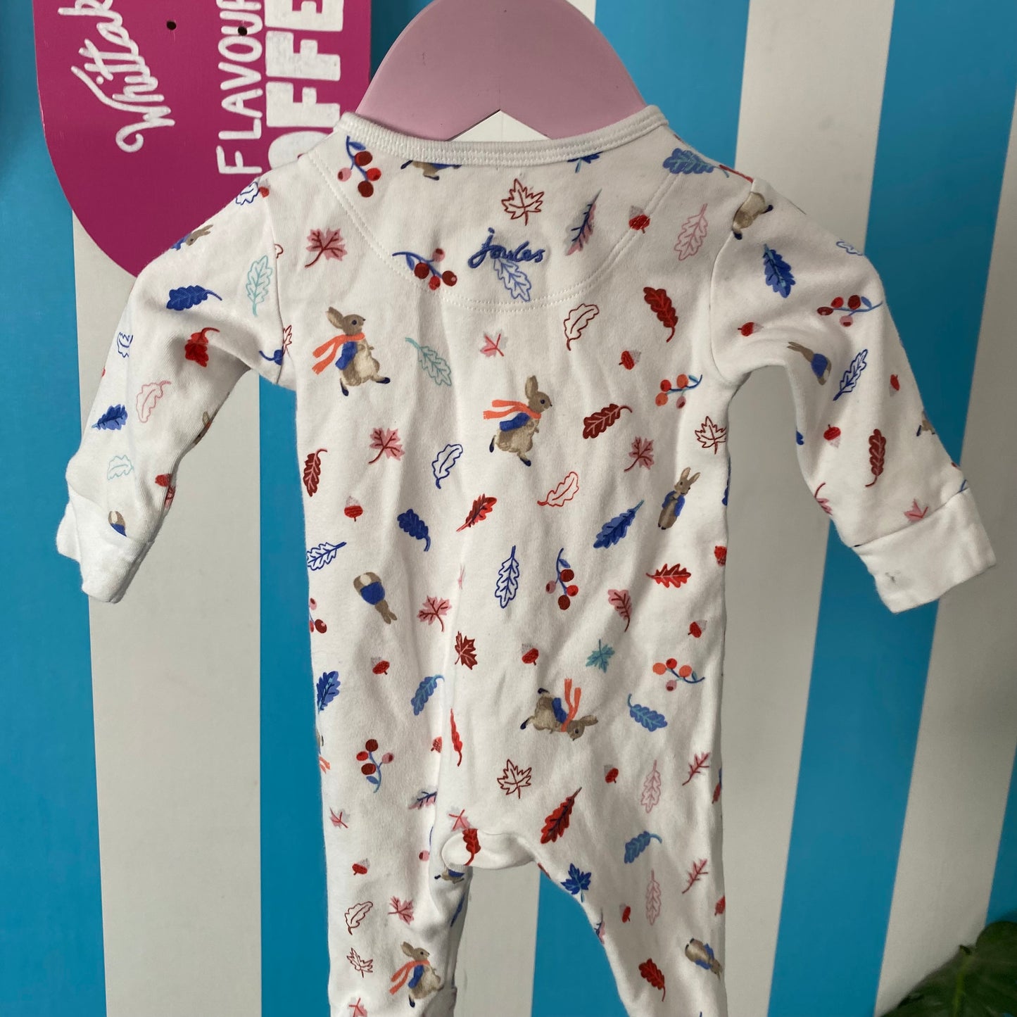 Joules Peter Rabbit Zip Footed Suit - Size NB
