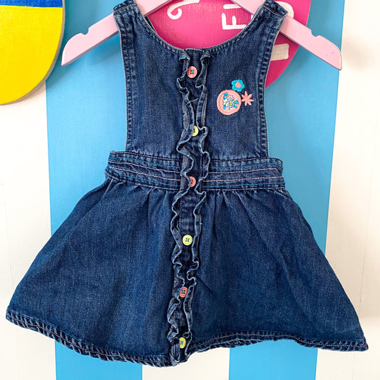 Vintage Ladybird Denim Pinafore Dress - Size 6-9M