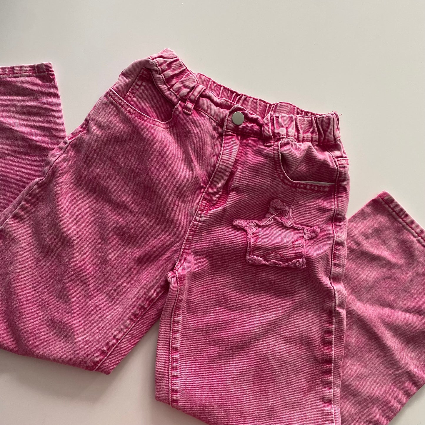 Acid Wash Pink Flare Jeans - Size 10