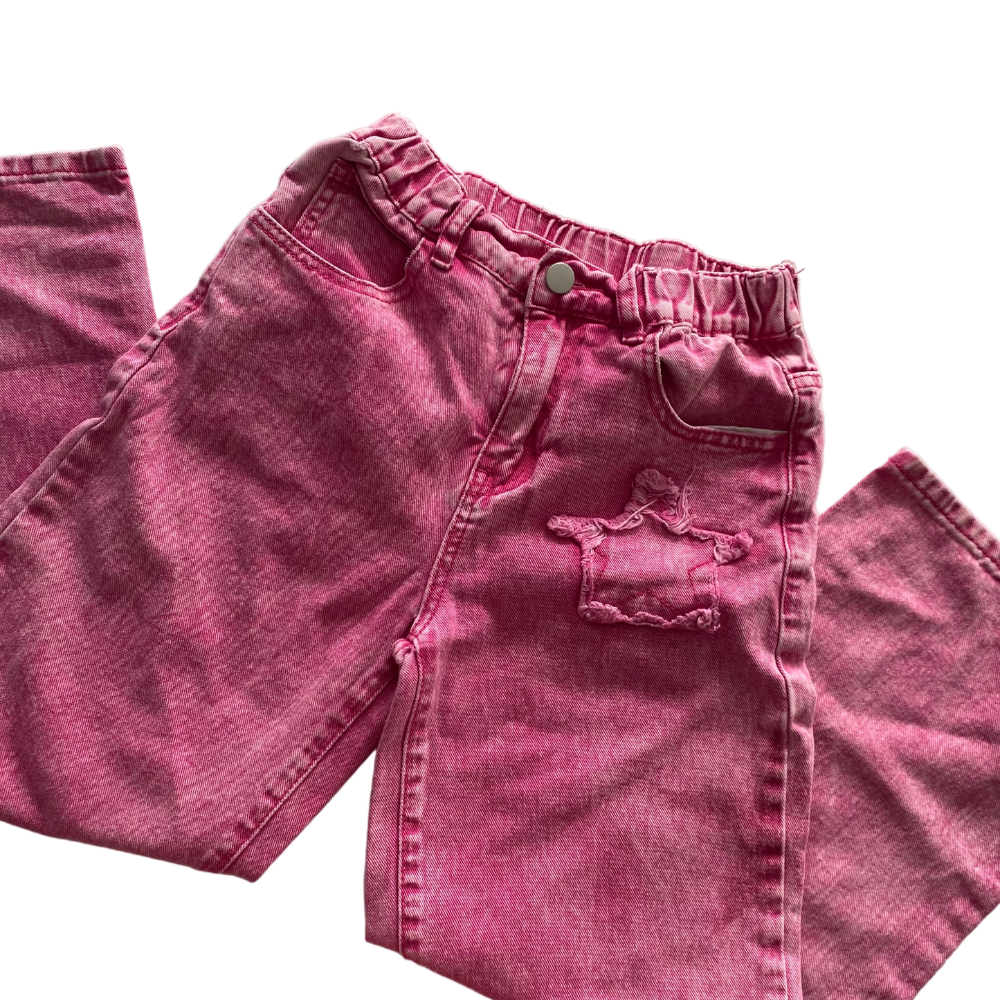 Acid Wash Pink Flare Jeans - Size 10