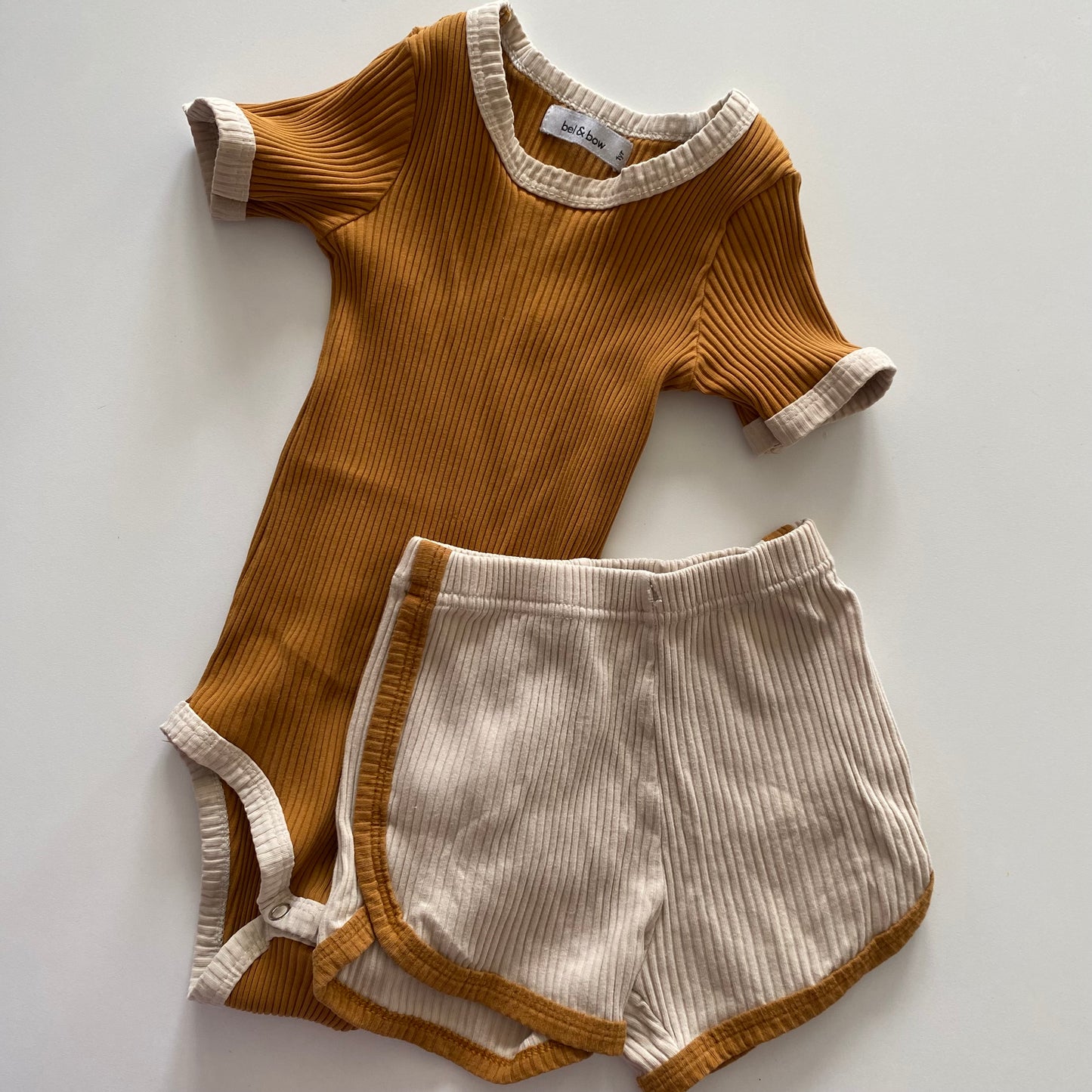 Bel&Bow Rib Bodysuit & Shorts - Size 1