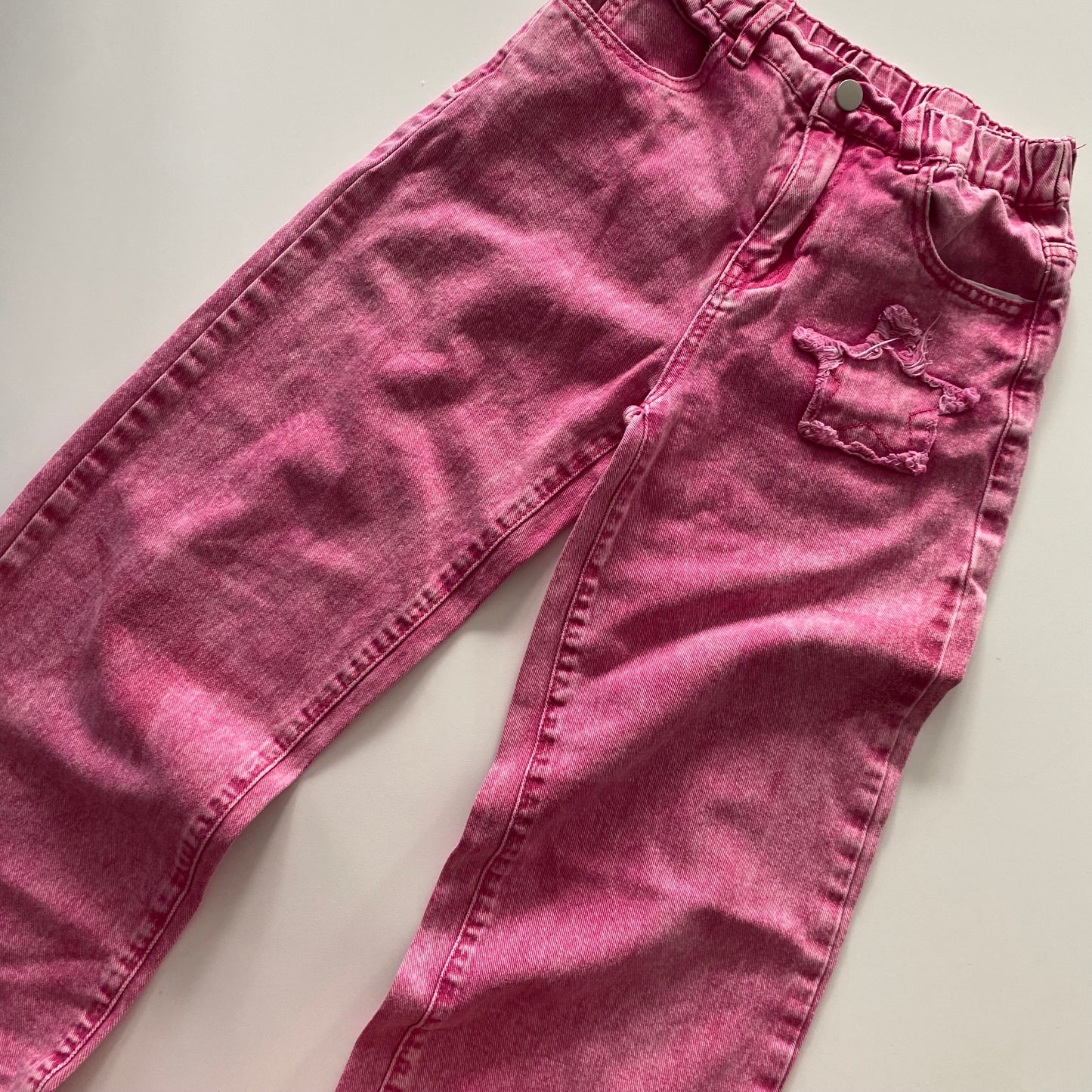 Acid Wash Pink Flare Jeans - Size 10