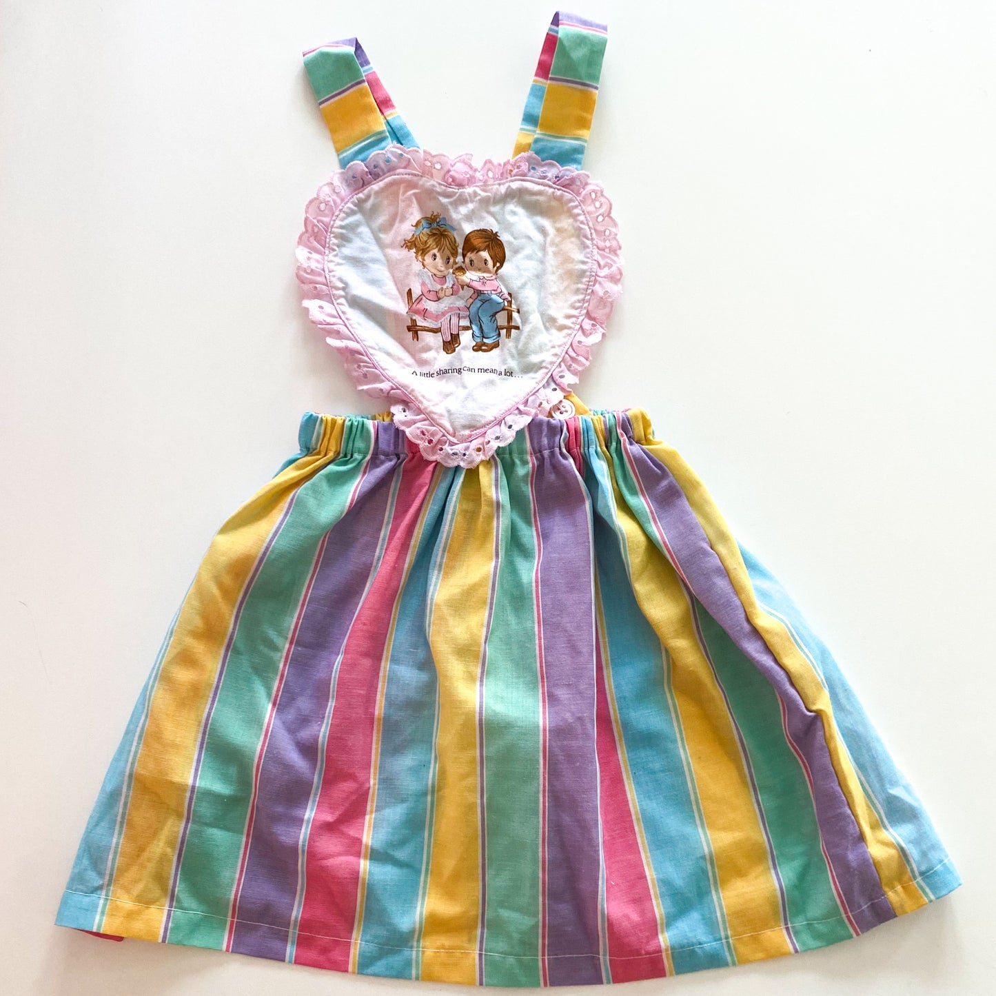 Handmade Rainbow Pinafore Dress - Size 3-5Y