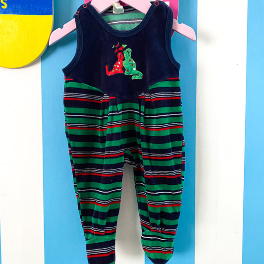 Vintage Velour Footed Suit - Size 3-6M