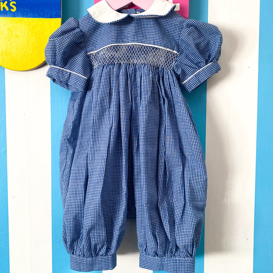 Vintage Handmade Smocked Romper - Size 1
