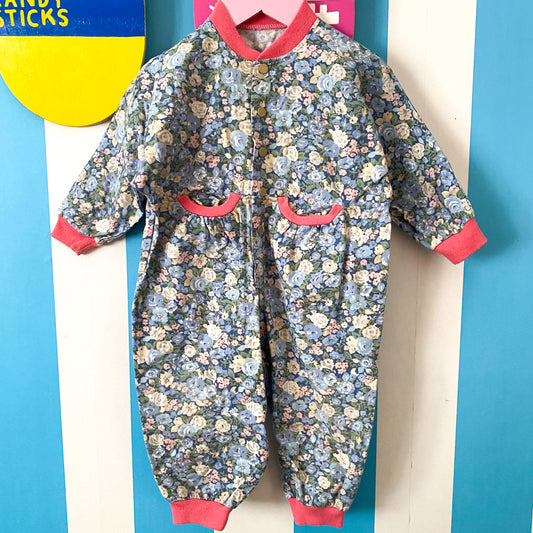 Vintage Floral Boiler Suit - Size 18M