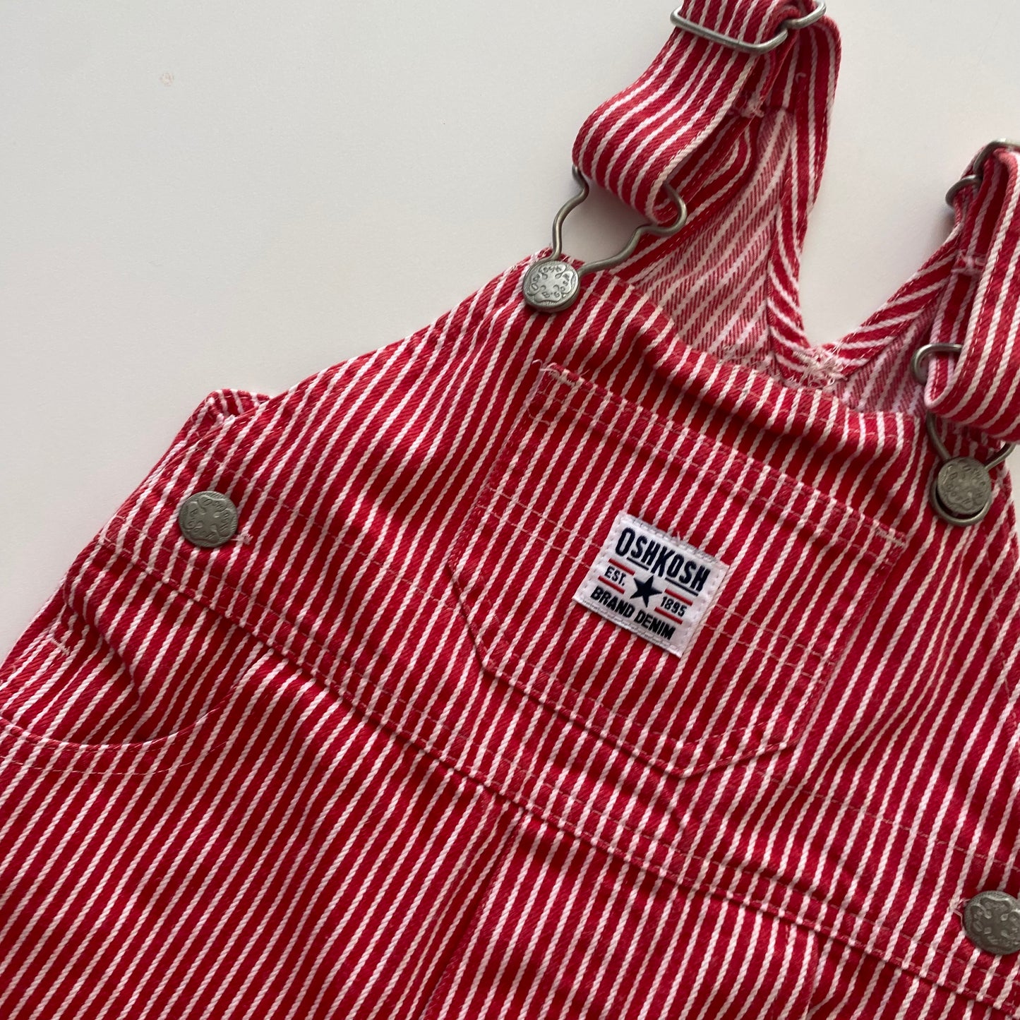 Red Pinstripe Oshkosh Shortalls - Size 12M