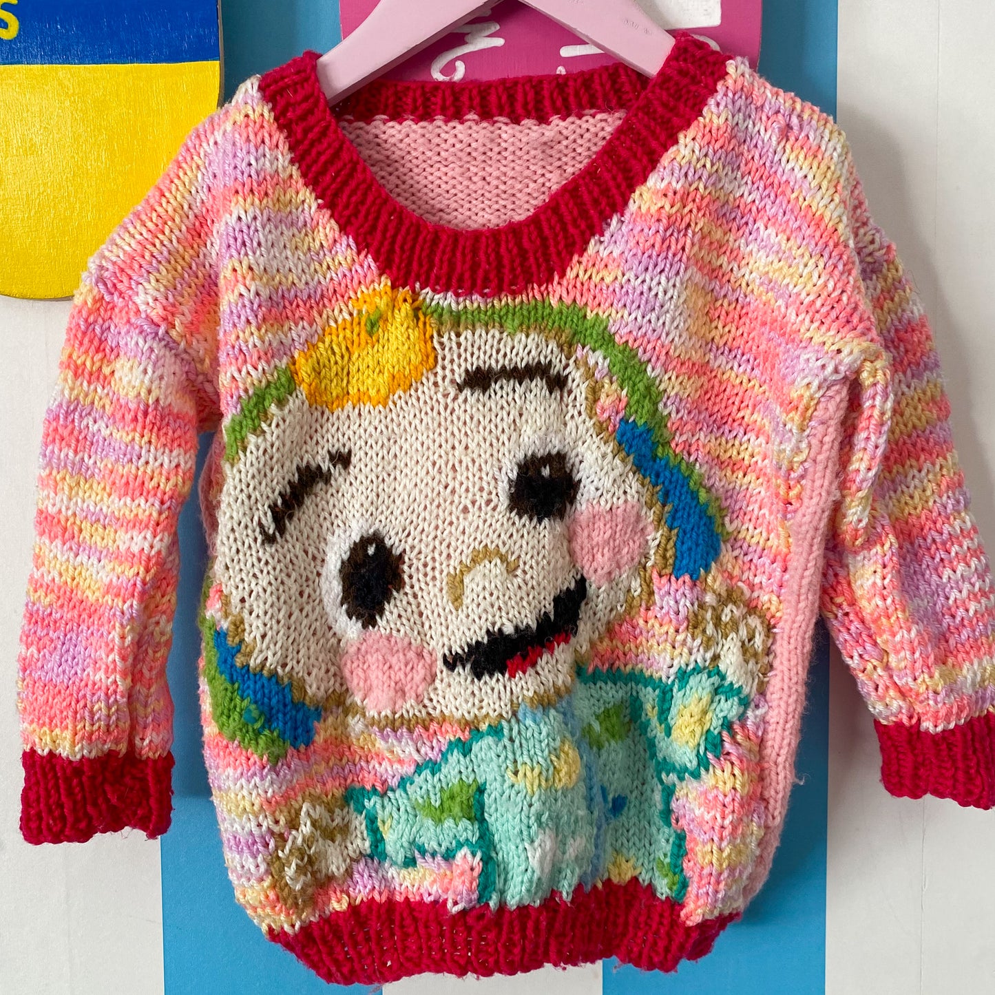 Handmade Coco Melon Knit Jumper - Size 3
