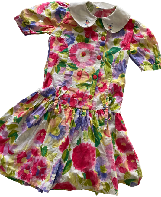 Vintage Floral Dress - Size 8