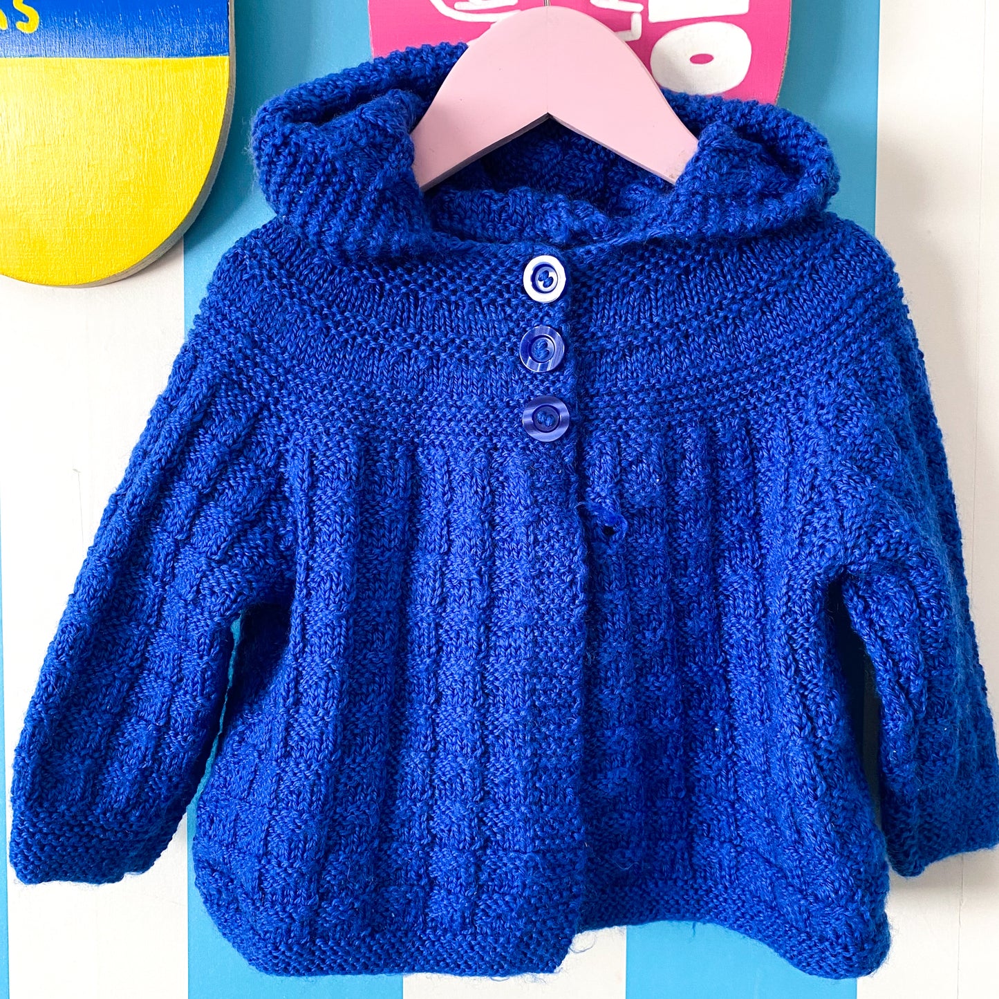 Handmade Knit Hooded Cardigan - Size 1-2Y