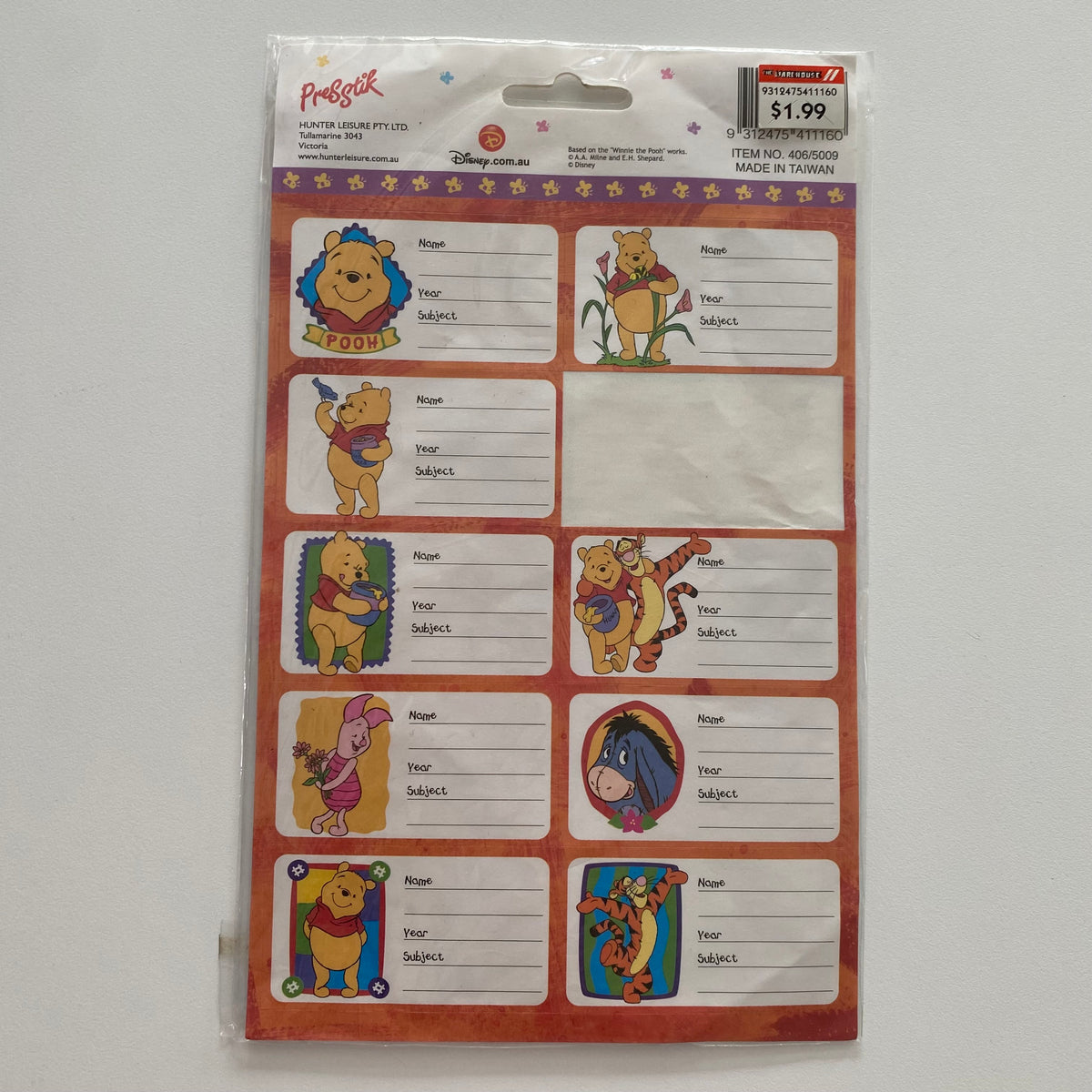 Vintage Disney Winnie The Pooh School Book Stickers