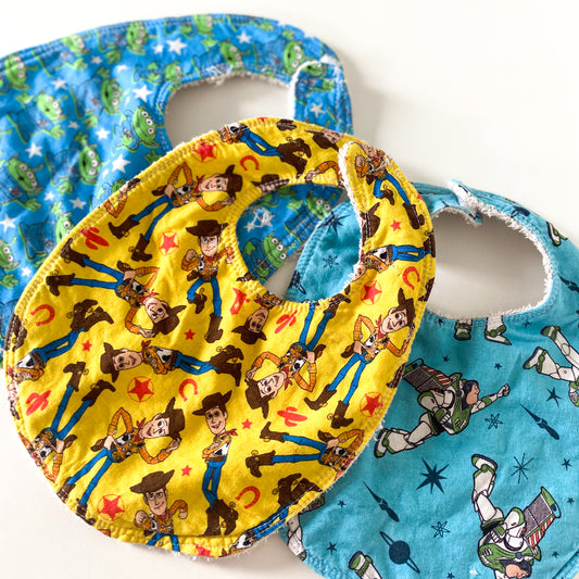 Handmade Toy Story Bibs - Size 0-6M