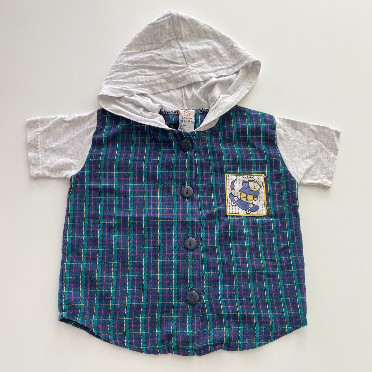 Vintage Teeny Weeny Hooded Shirt - Size 18M