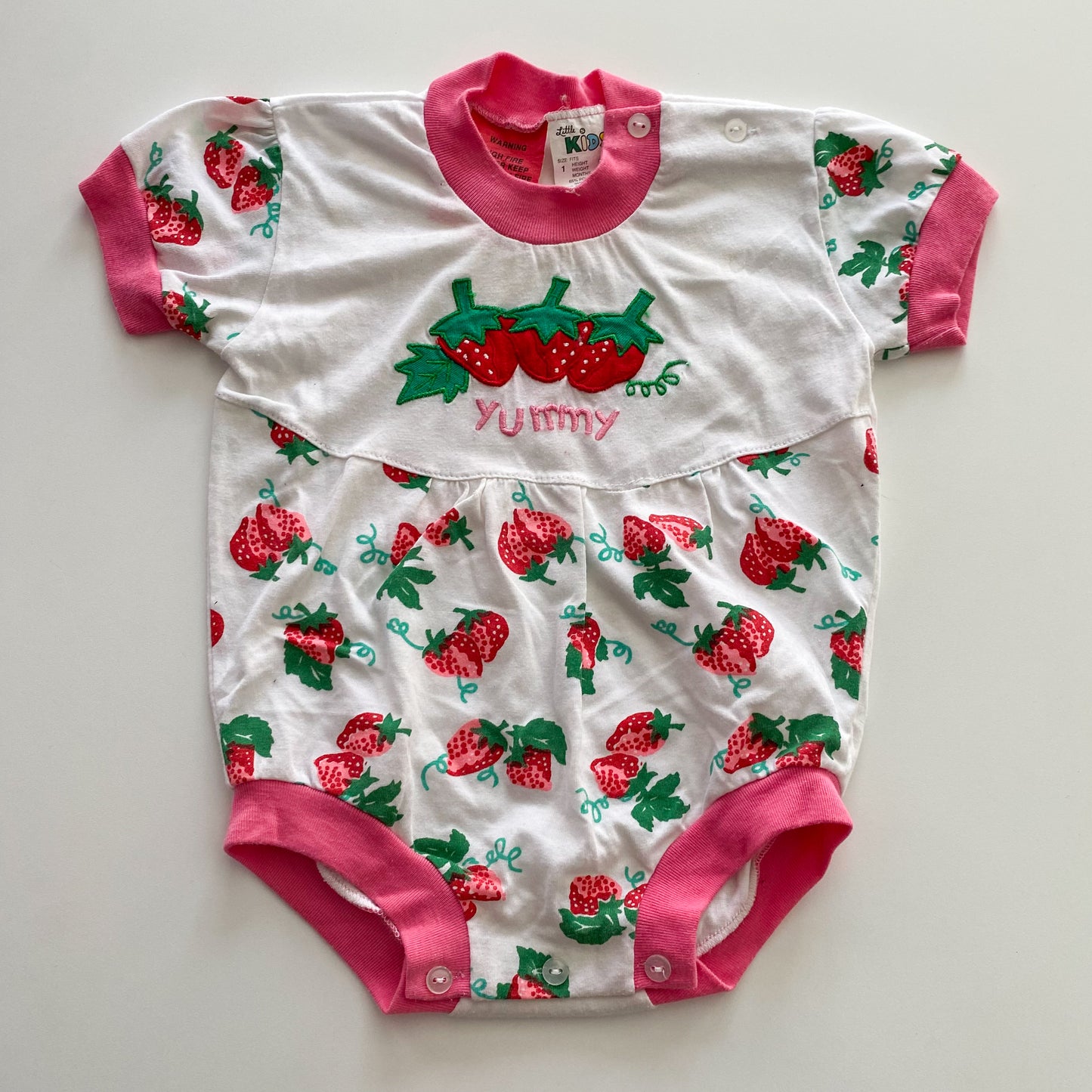 Vintage Strawberry Romper - Size 1