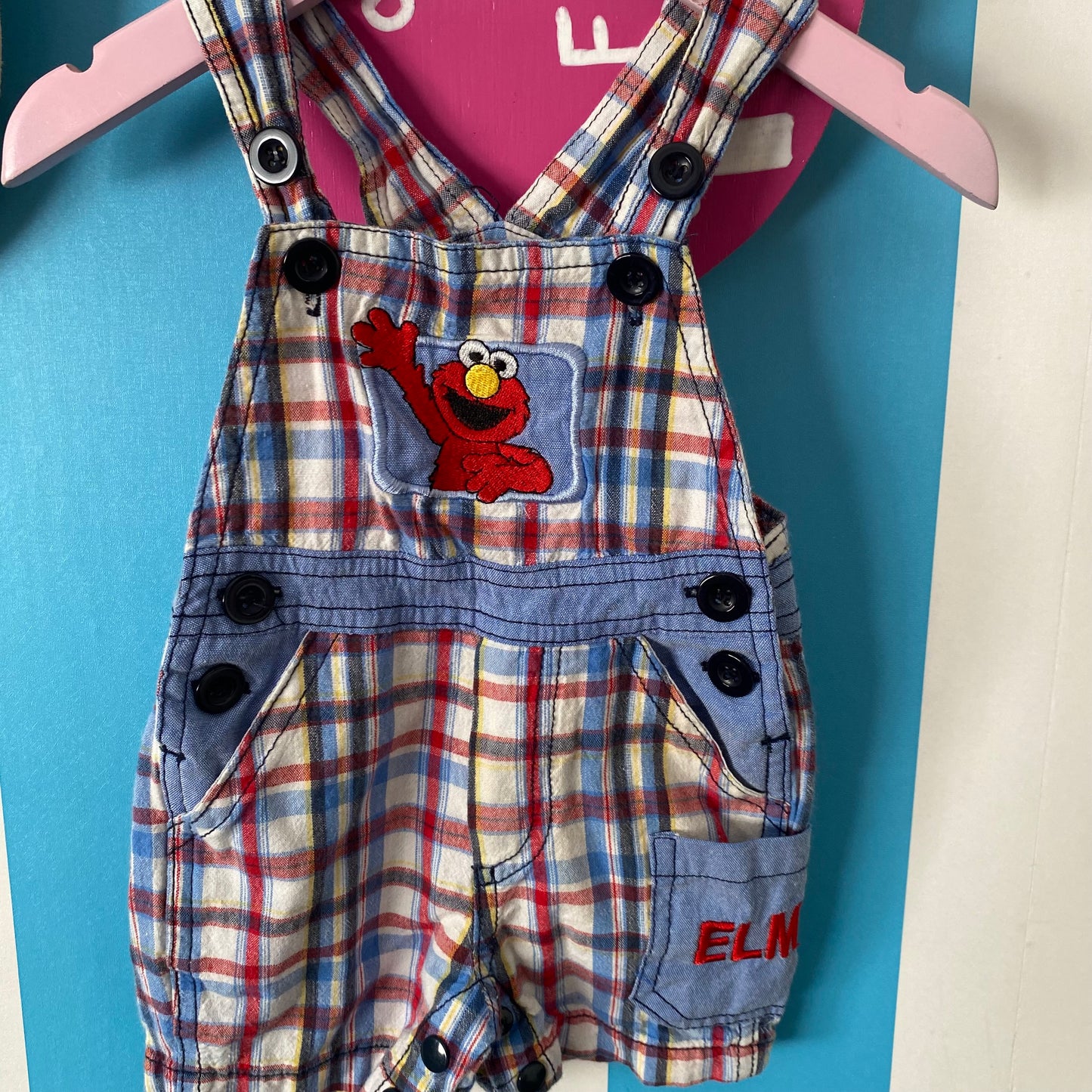 Sesame Street Elmo Shortalls - Size 6M