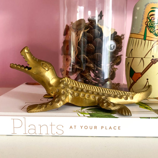 Vinage Brass Crocodile
