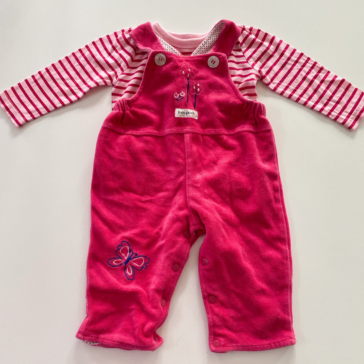 Vintage Pumpkin Patch Velour Overalls - Size 3-6M