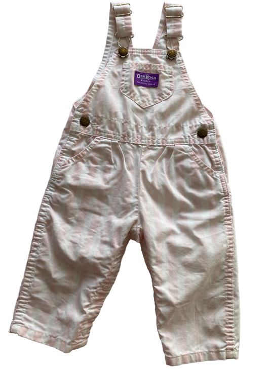 Vintage Pink Stripe Oshkosh Overalls - Size 18M
