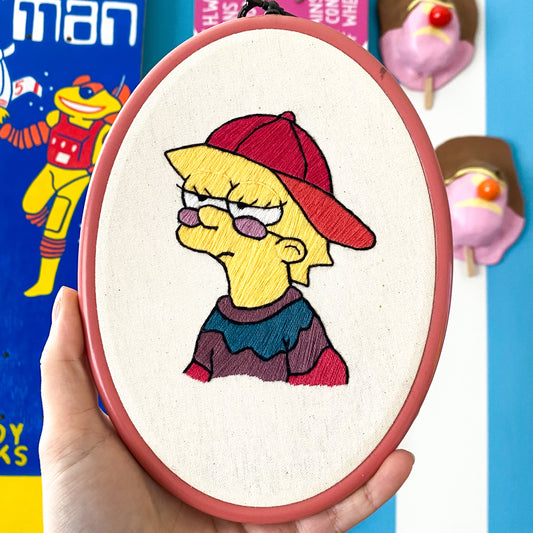 Lisa Simpson Handmade Embroidery Hoop