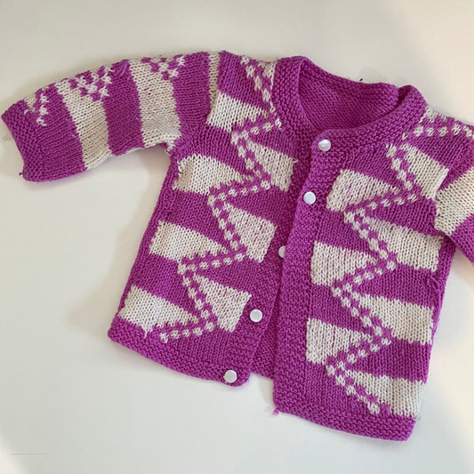 Purple Handmade Knit Cardigan - Size 6-12M