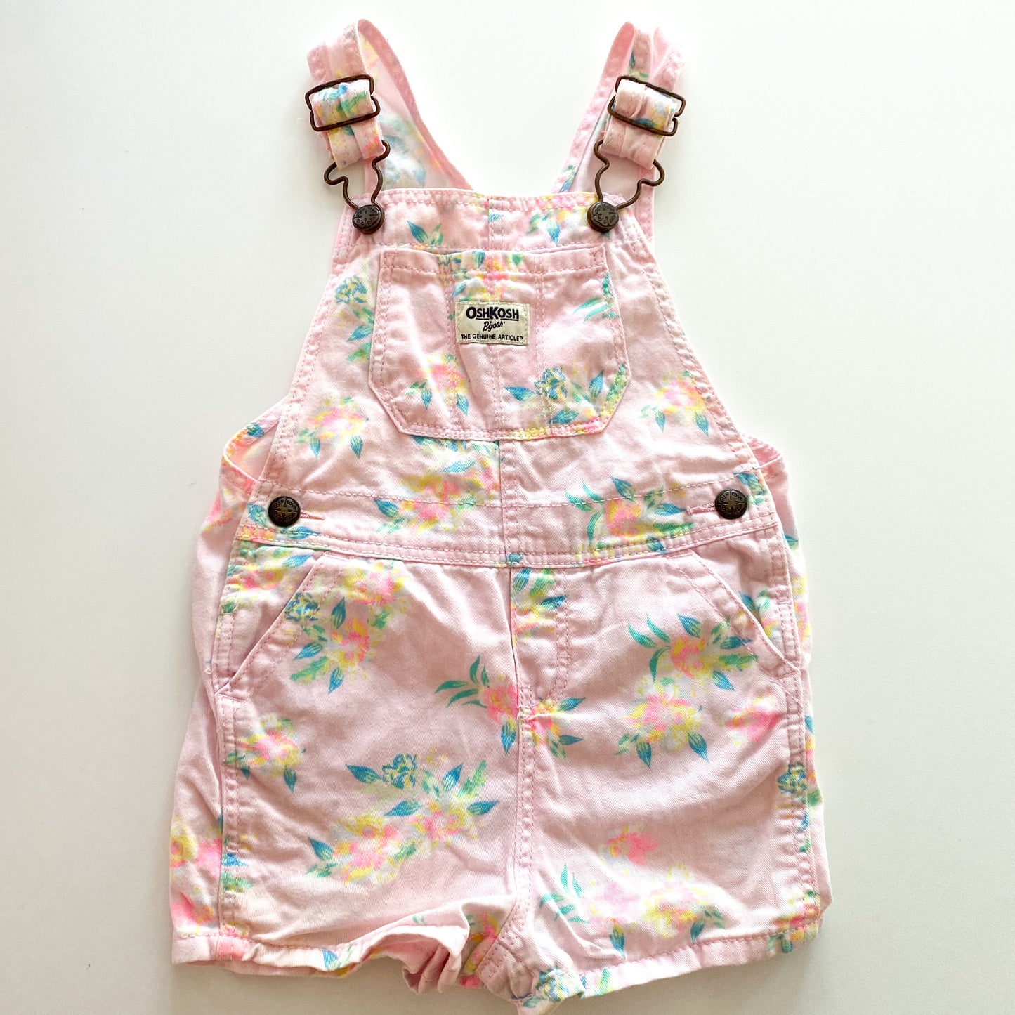 Oshkosh Pink Floral Shortalls - Size 24M