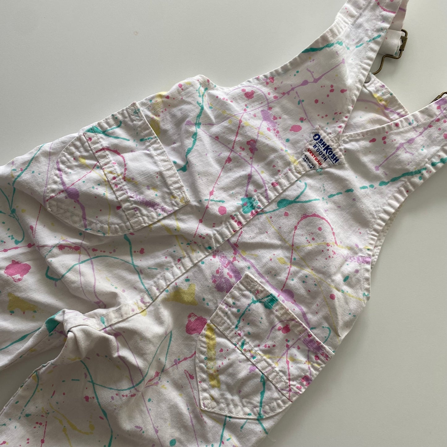 Vintage Oshkosh Paint Splatter Overalls - Size 2Y