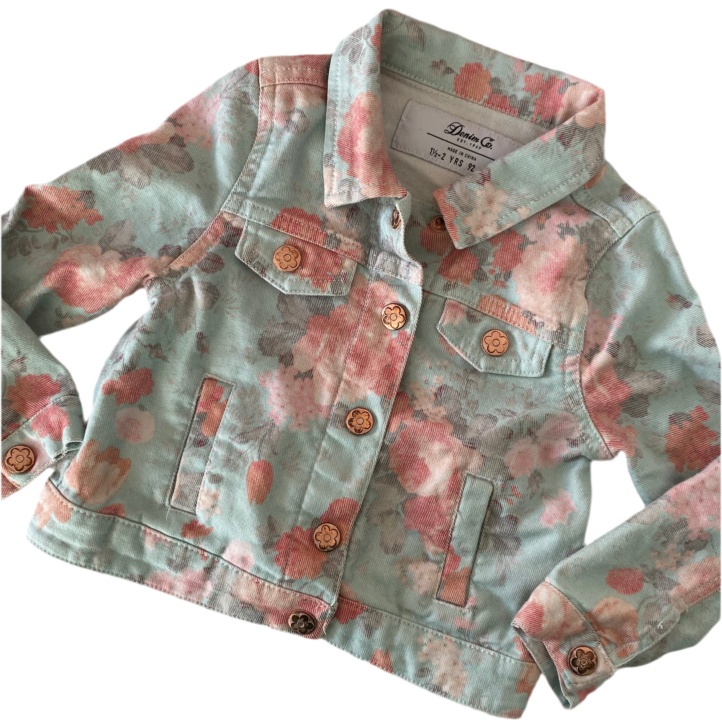 Floral Denim Co Jacket - Size 1-2Y