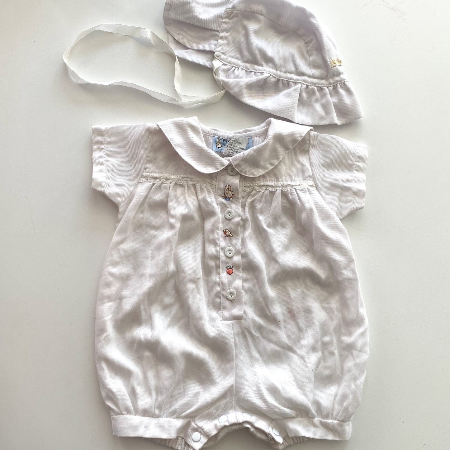 Vintage Beatrix Potter Peter Rabbit Romper & Bonnet - Size 3M