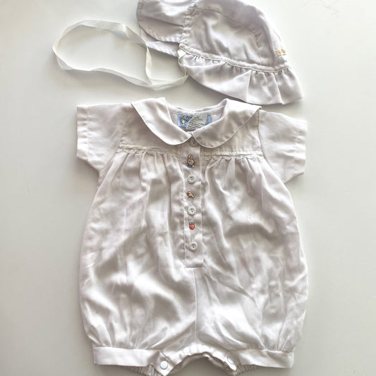 Vintage Beatrix Potter Peter Rabbit Romper & Bonnet - Size 3M