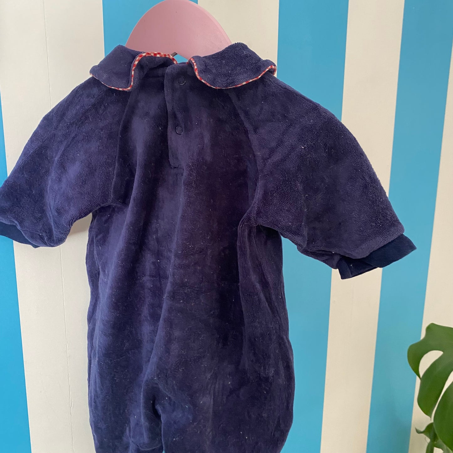 Vintage Teeny Weeny Velour Footed Suit - Size 3M