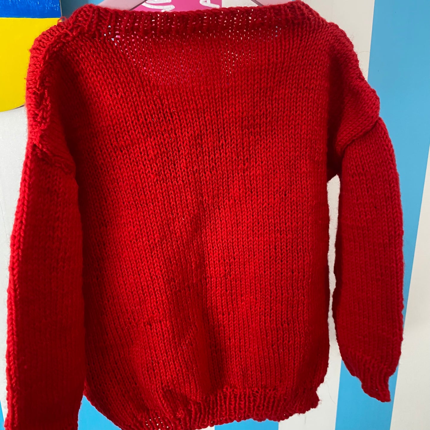 Handmade Thomas The Tank Engine Knit Jumper - Size 5-6Y