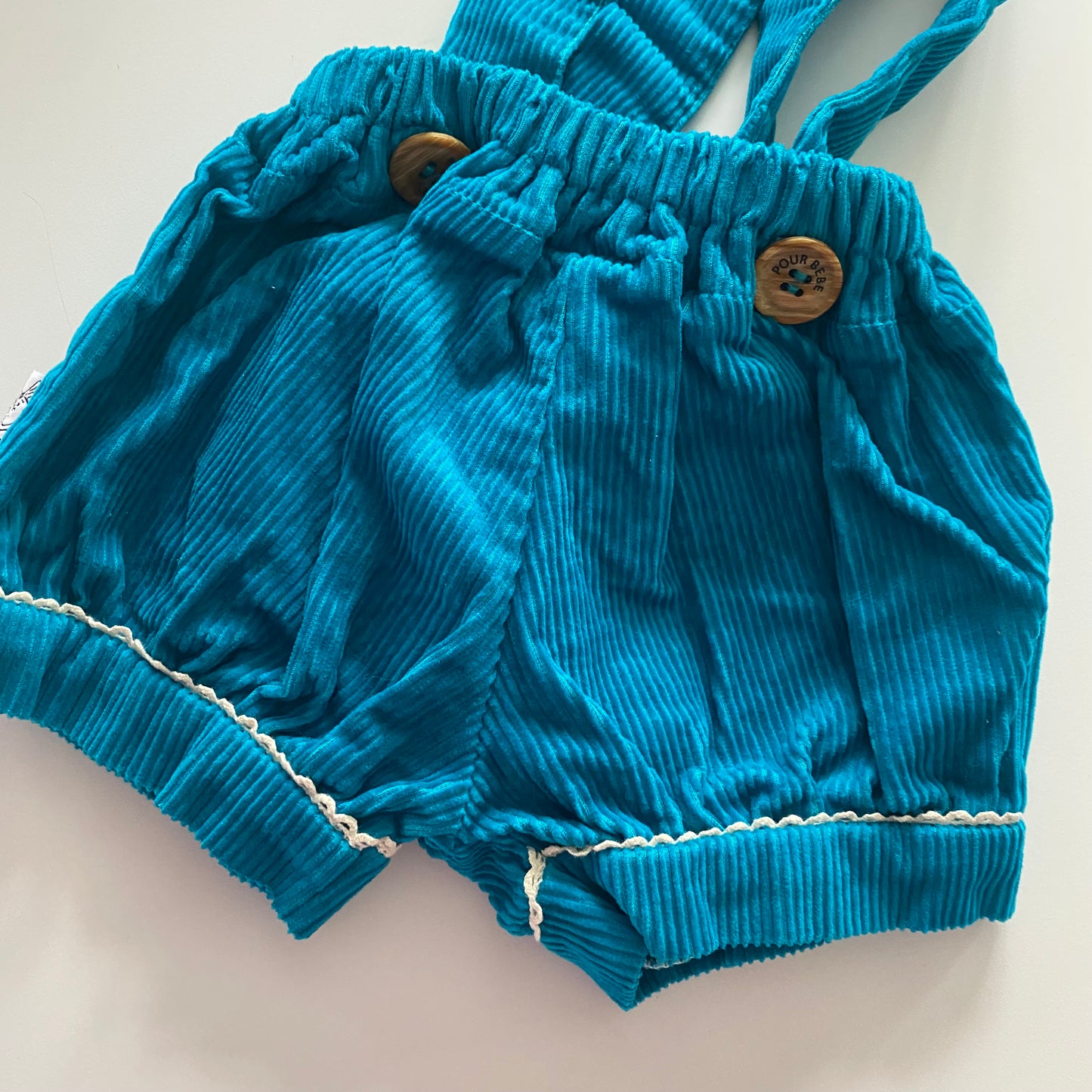 Handmade Corduroy Suspender Shorts - Size 2