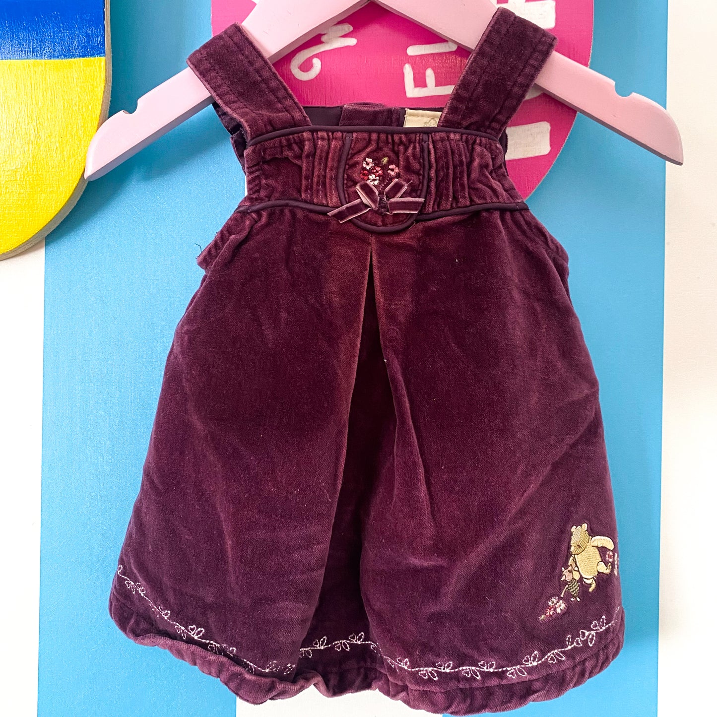 Vintage Disney Winnie The Pooh Velour Dress - Size NB