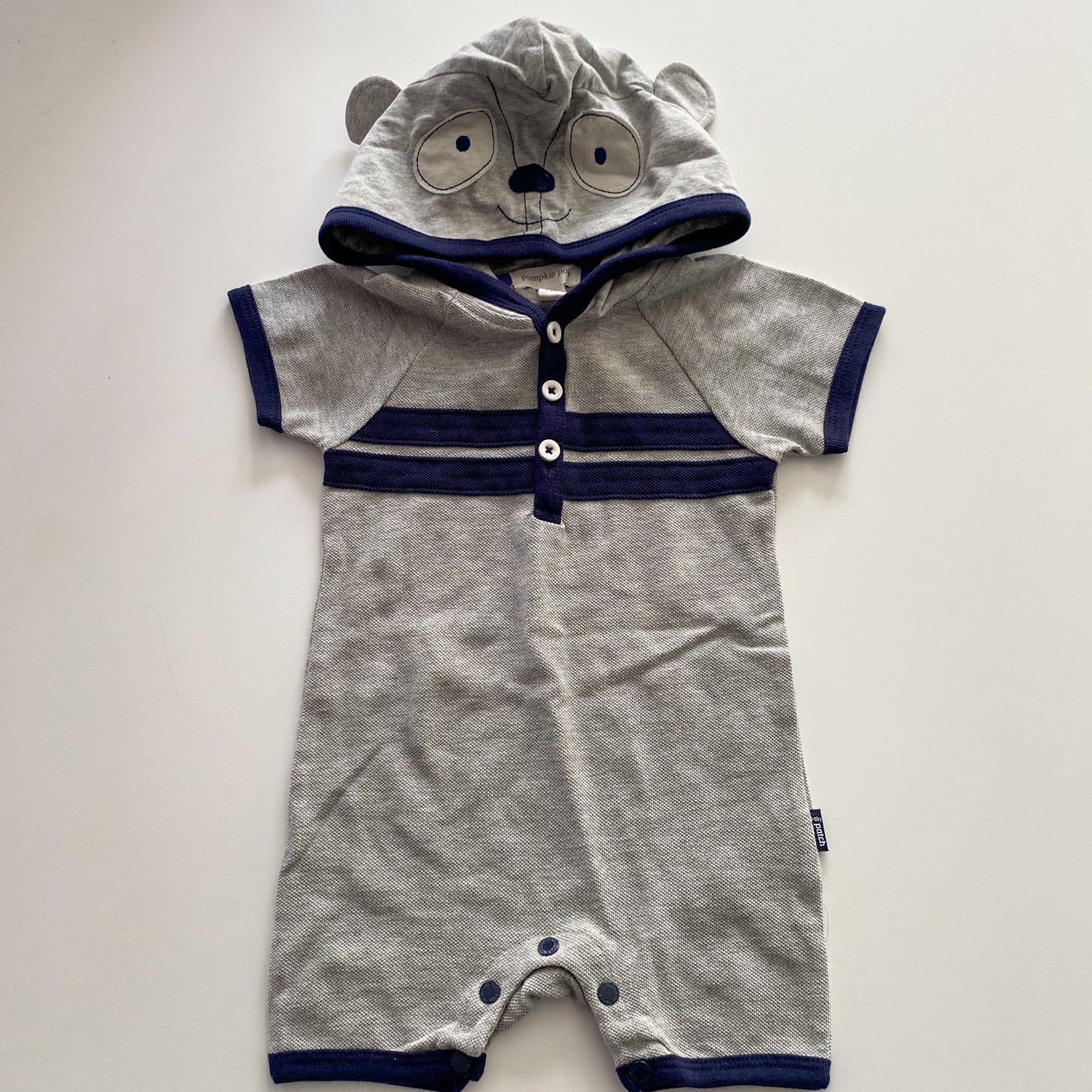 Pumpkin Patch Hooded Romper - Size 3-6M