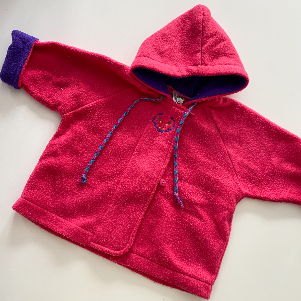 Vintage Ladybird Pink Fleece Coat - Size 12M