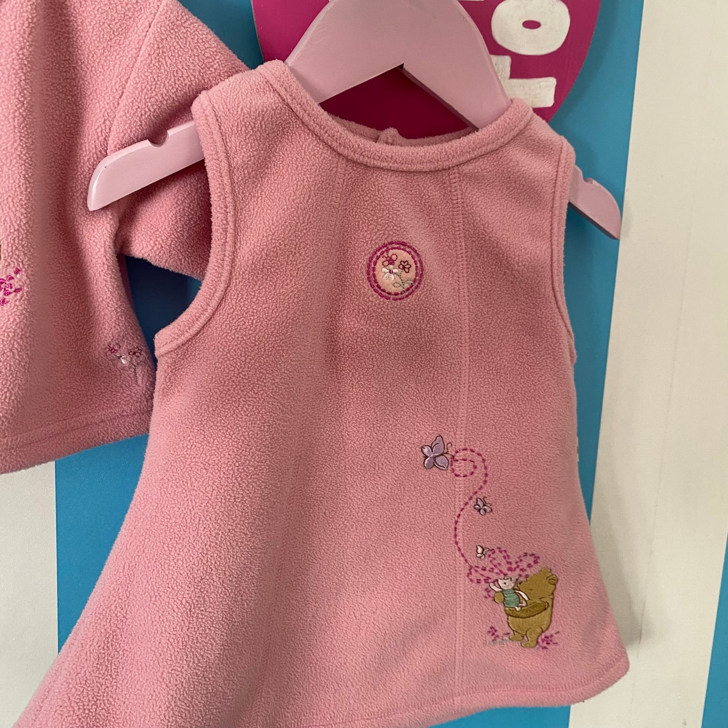 Vintage Winnie The Pooh Fleece Wrap Cardigan & Dress - Size 0-3M