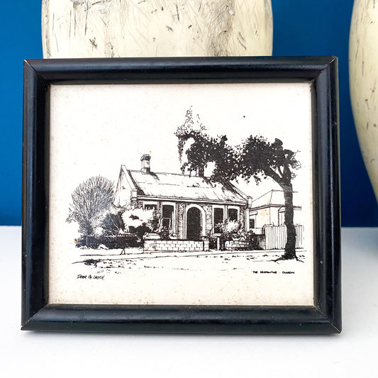 Vintage Framed Sketch "The Serpentine - Dunedin"