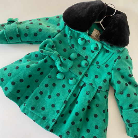 Green Spot Coat - Size 1-2Y