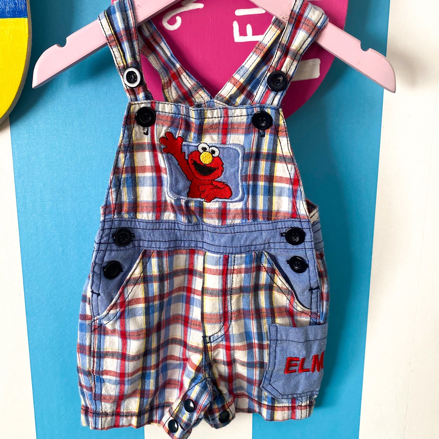Sesame Street Elmo Shortalls - Size 6M