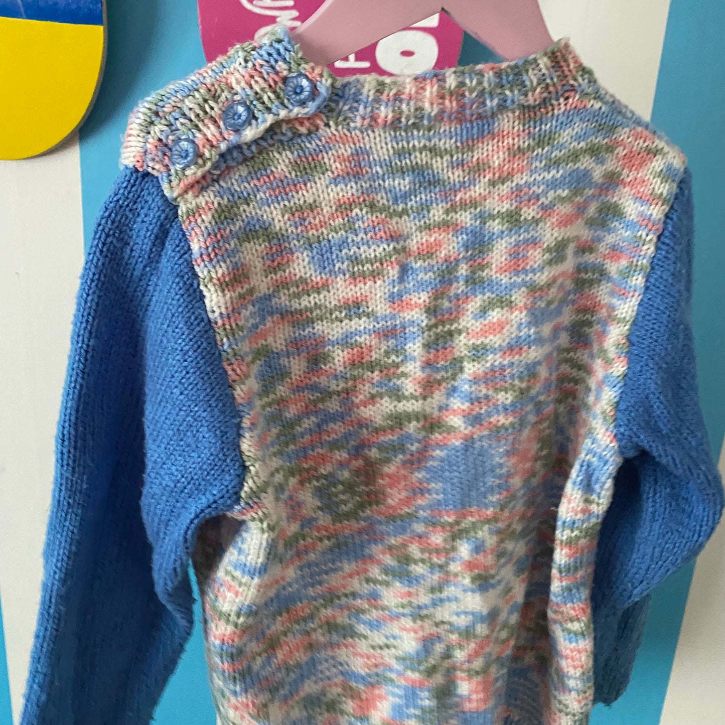 Handmade Knit Flower Jumper - Size 5-7Y